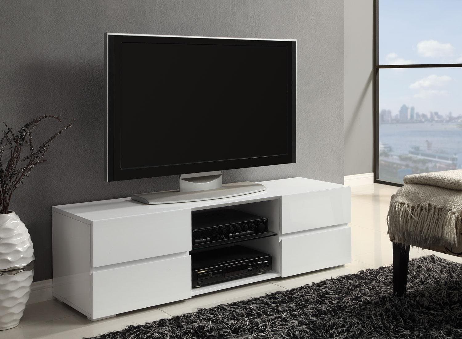 High Gloss White TV Stand thumbnail 1