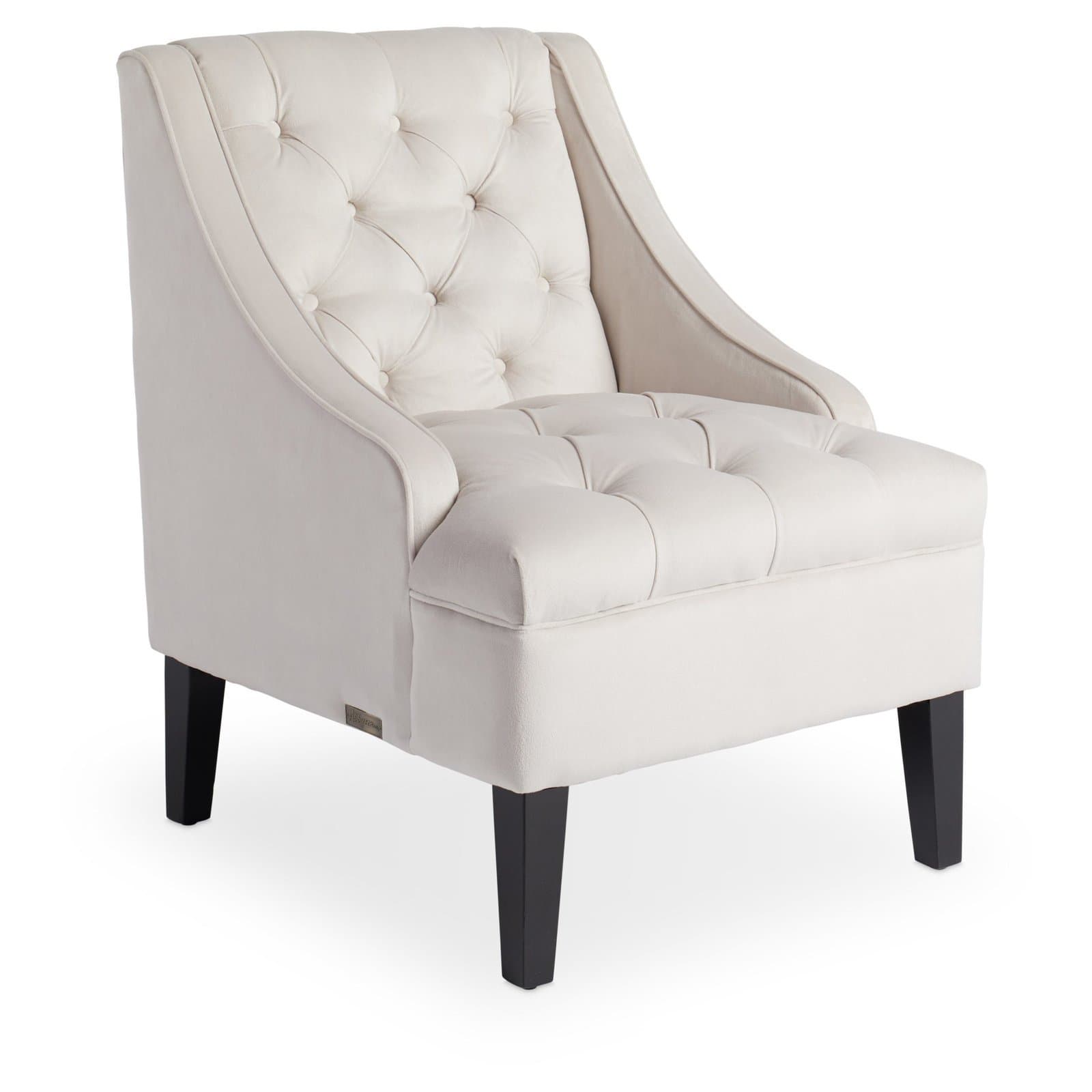 Ivory Velvet Tufted Accent Chair thumbnail 2