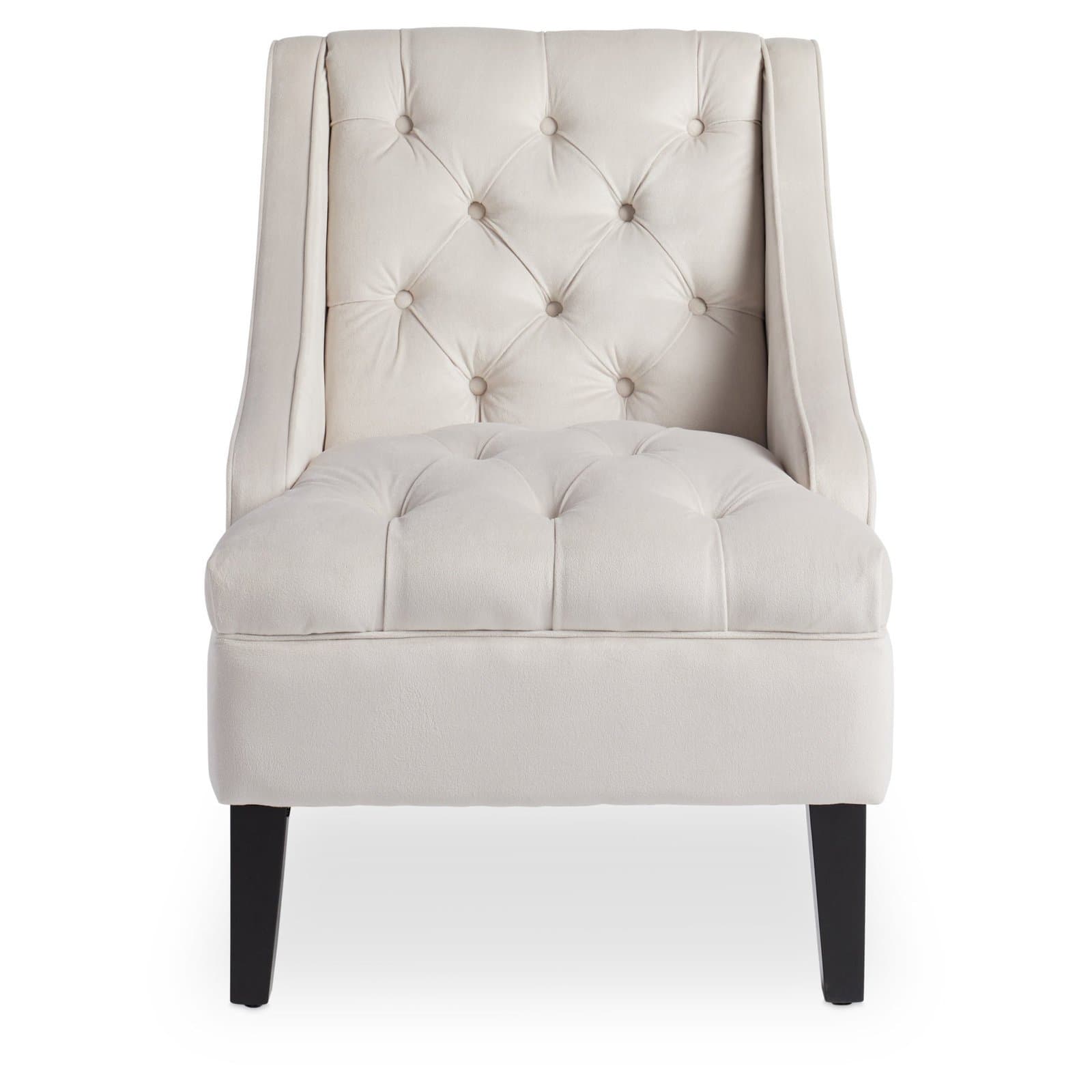 Ivory Velvet Tufted Accent Chair thumbnail 3