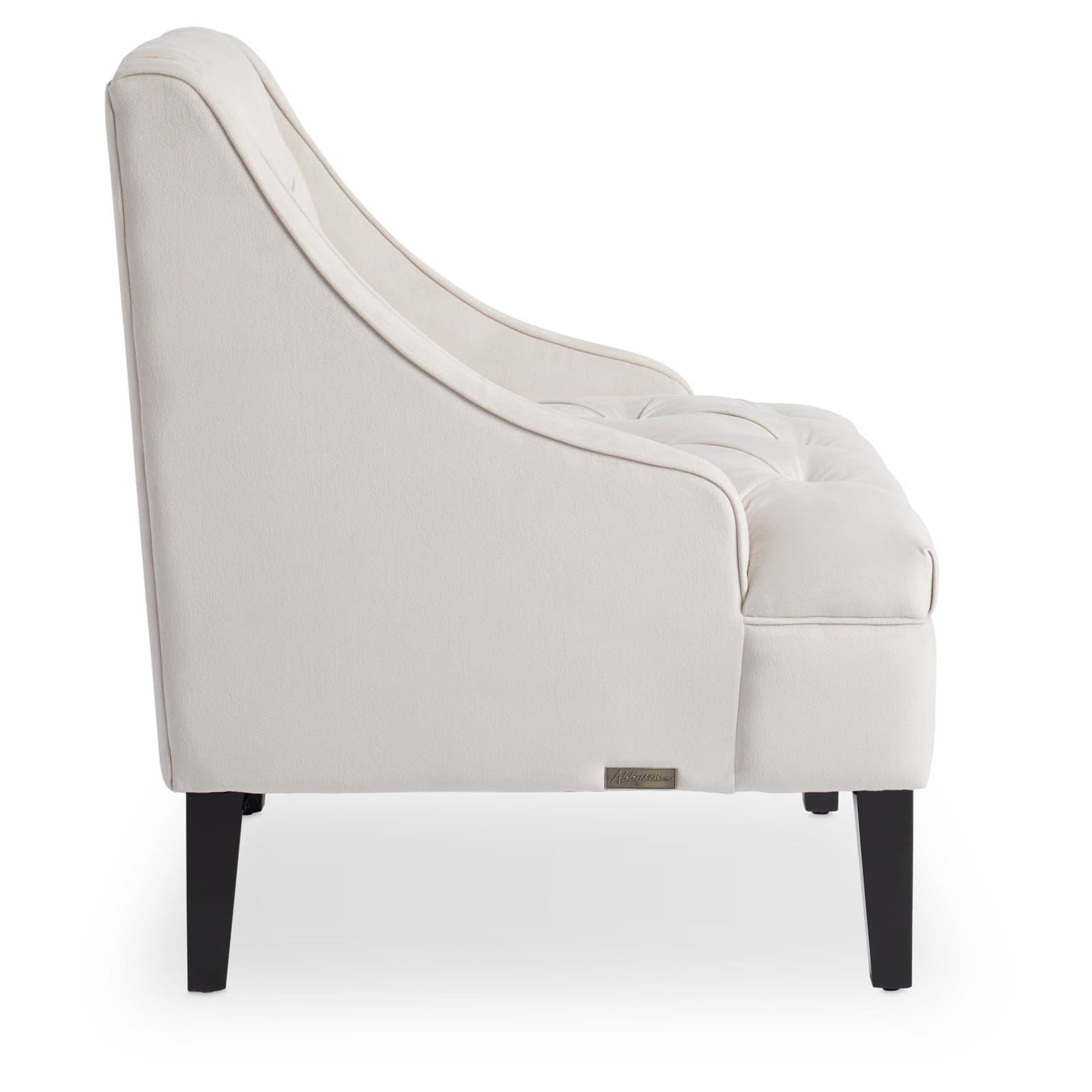 Ivory Velvet Tufted Accent Chair thumbnail 4