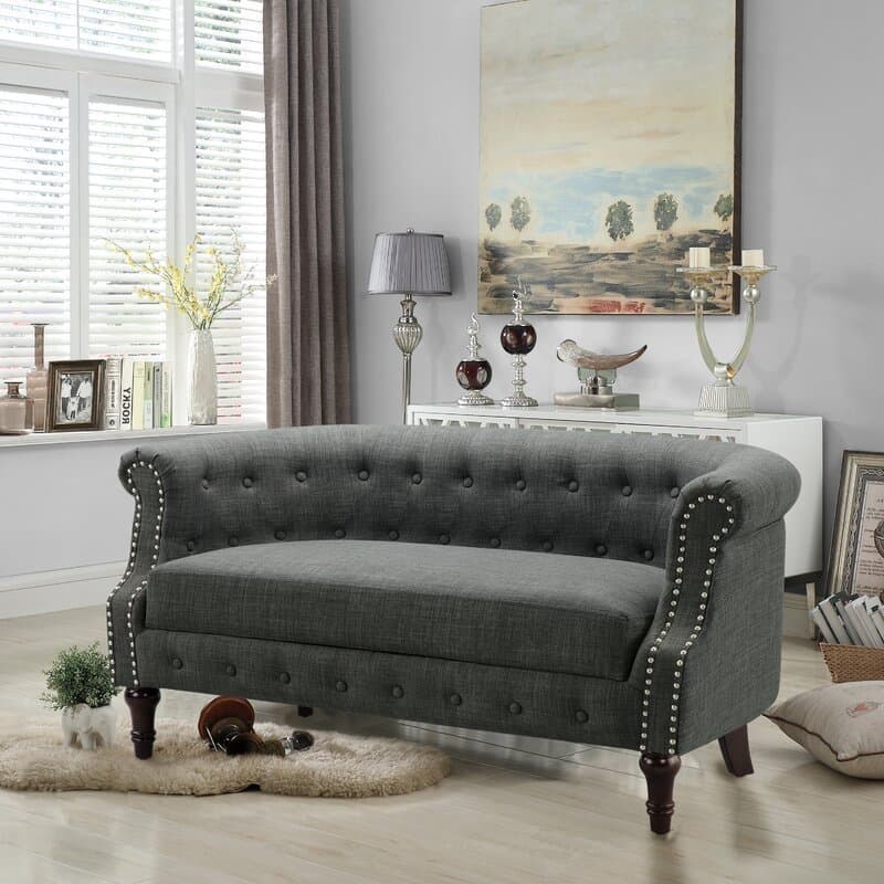 Khalifa Linen Rolled Arm Loveseat thumbnail 2