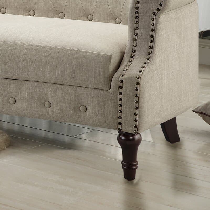 Khalifa Linen Rolled Arm Loveseat thumbnail 3