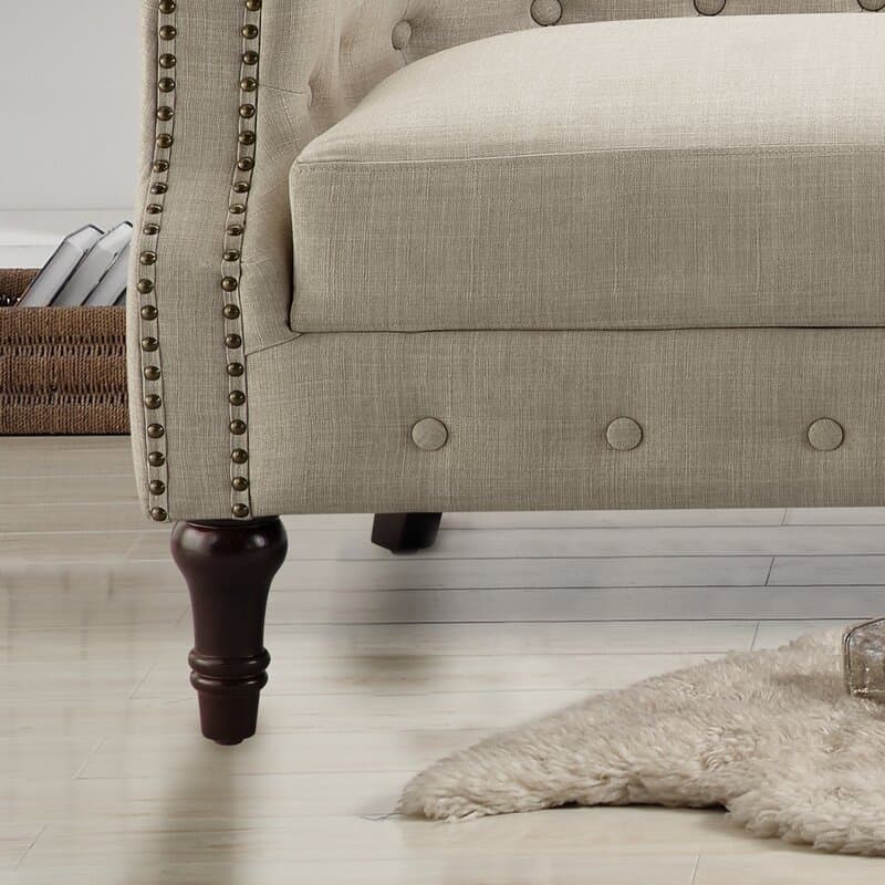 Khalifa Linen Rolled Arm Loveseat thumbnail 4