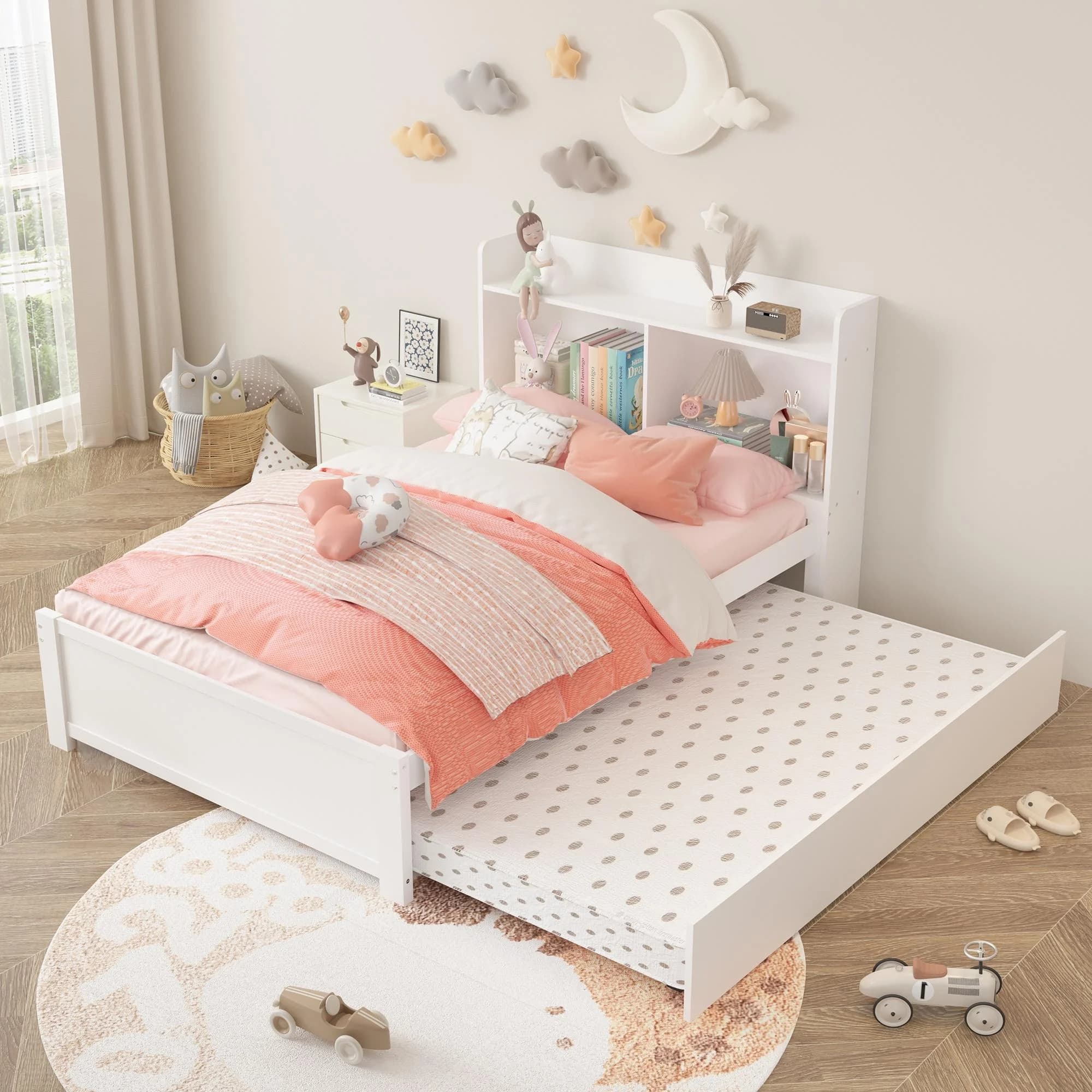 Kids Platform Pull Out Trundle Solid Bed thumbnail 3