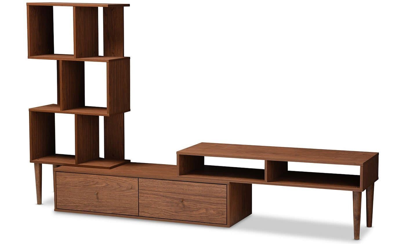 L-Shape TV Cabinet with Open Shelves thumbnail 1