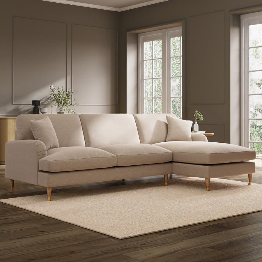 L Shaped Sofa in Velvet Right Hand Facing furniture product