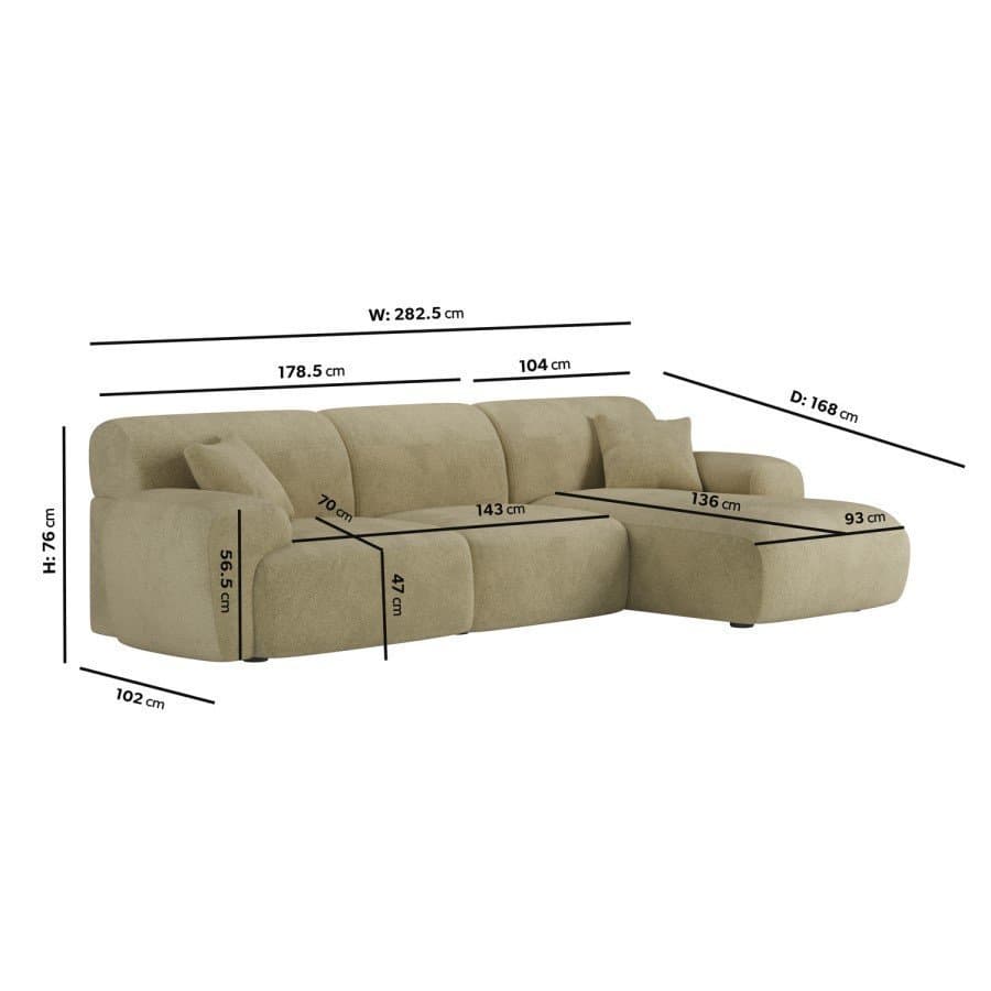 Large Green Chenille Right Hand 4 Seater thumbnail 3