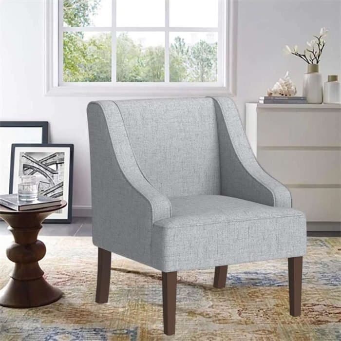 Light Grey Swoop Arm Accent Chair thumbnail 1