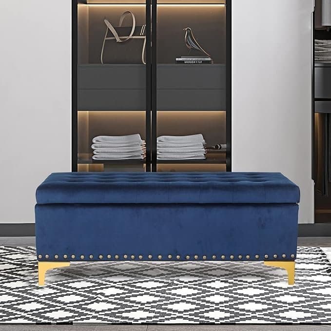 Luxe Fabric Storage Ottoman Bench thumbnail 2