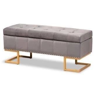 Luxe Fabric Storage Ottoman Bench thumbnail 3