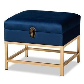 Luxe Velvet Storage Ottoman thumbnail 1