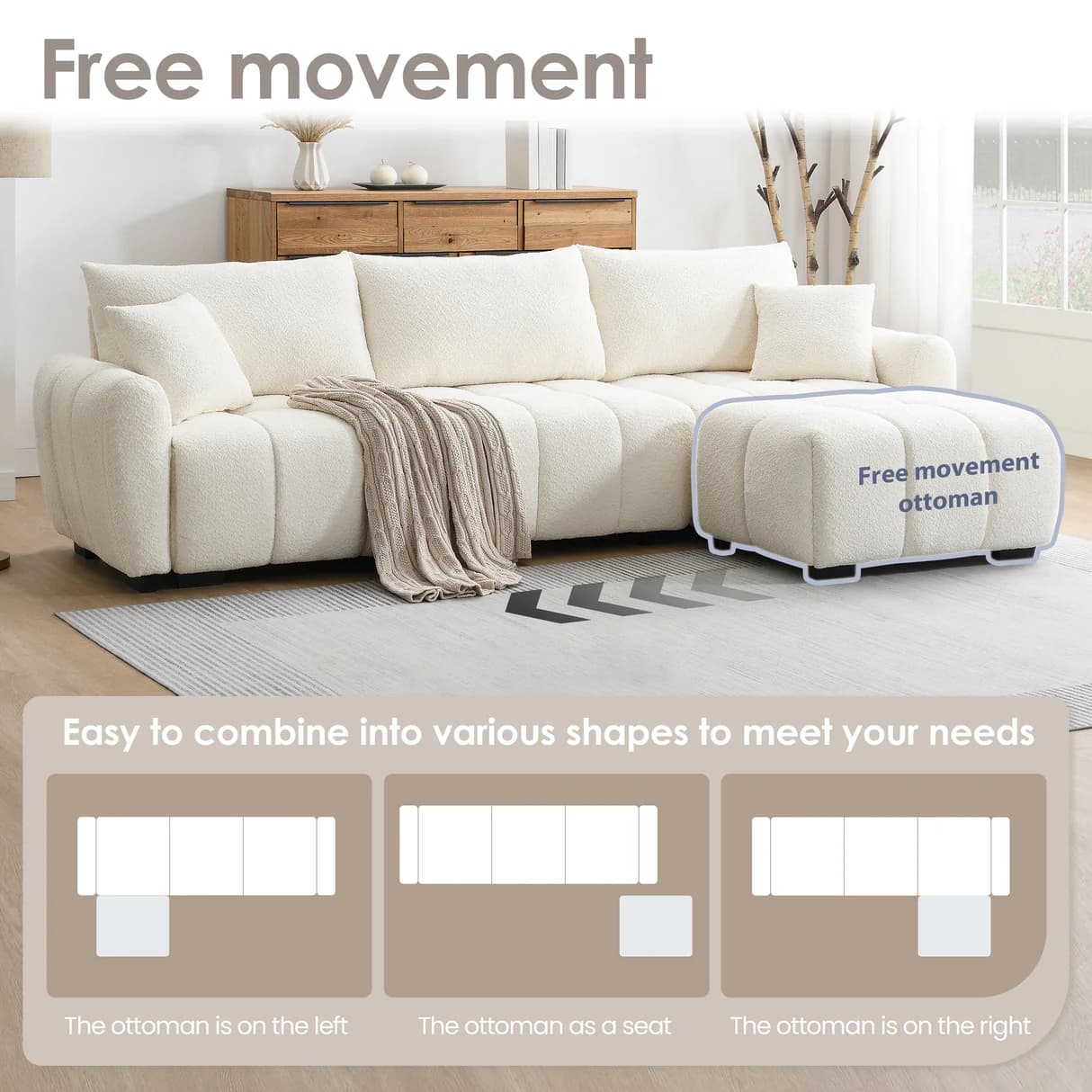 Plush Modular Boucle Sectional thumbnail 3