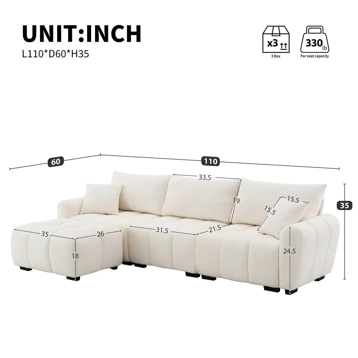 Plush Modular Boucle Sectional thumbnail 4