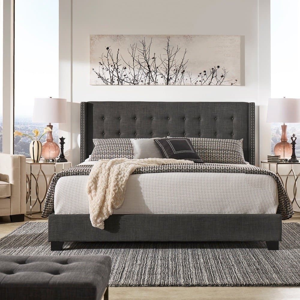 Melina Tufted Linen Wingback Bed furniture product