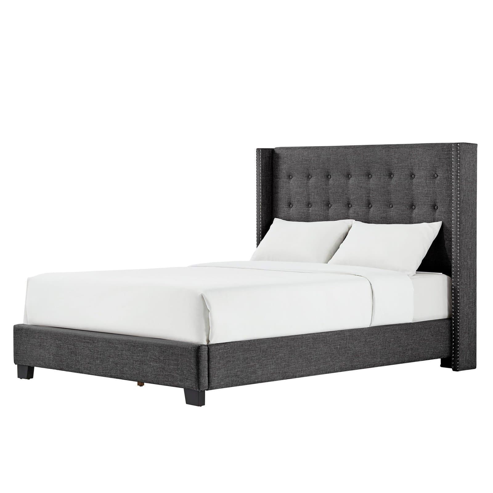 Melina Tufted Linen Wingback Bed thumbnail 3