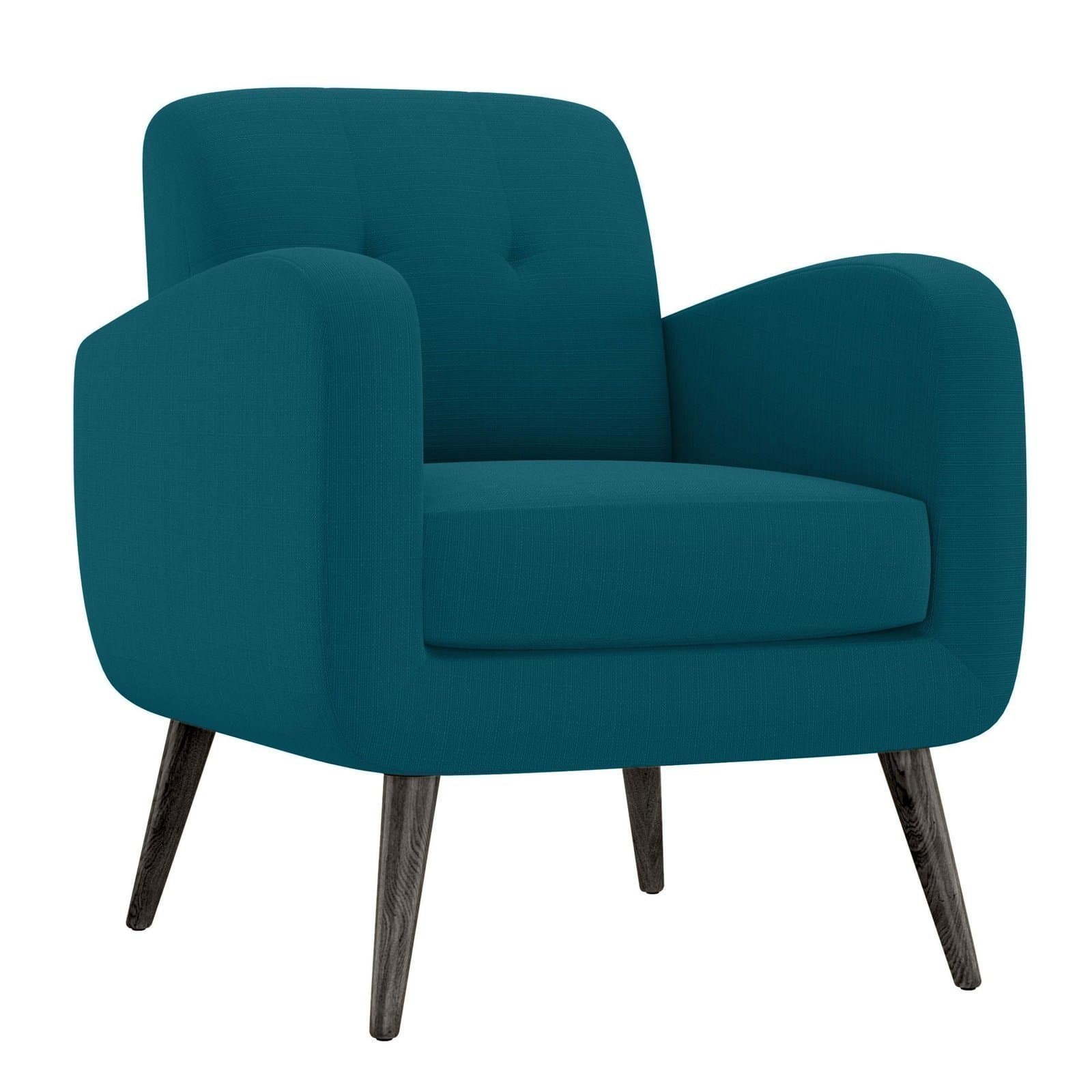 Mid-century Peacock Blue Linen Arm Chair thumbnail 2