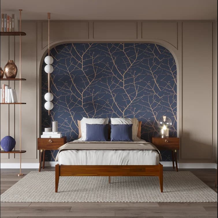 Mid-Century Solid Wood Bed thumbnail 3