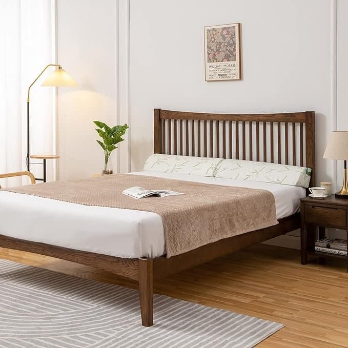 Modern Solid Walnut Platform Bed furniture product