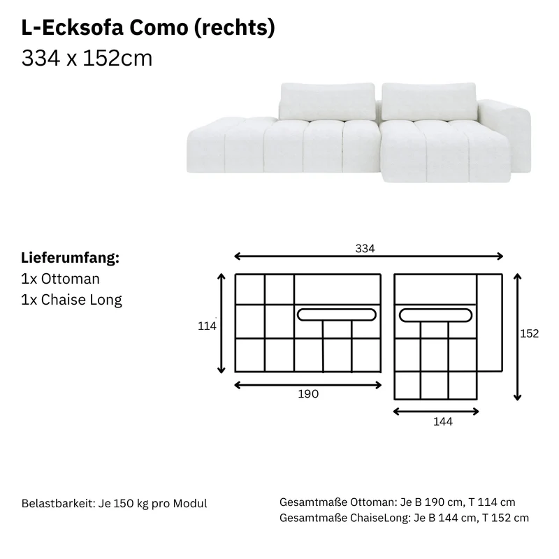 Modular L corner sofa Ottoman Comora thumbnail 2