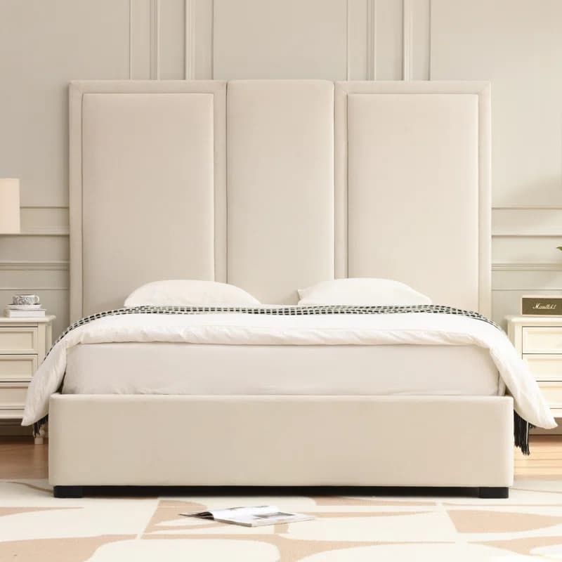 Morghen high headboard bed with drawers thumbnail 2