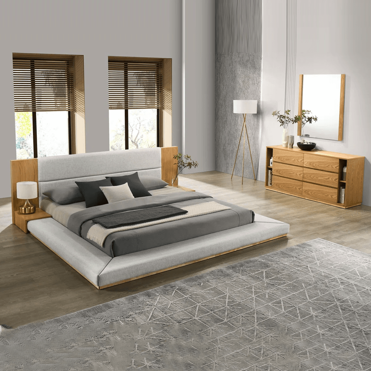 Oak Wood Luxury Bedroom Set furniture product