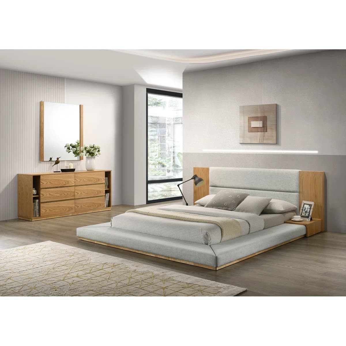 Oak Wood Luxury Bedroom Set thumbnail 5