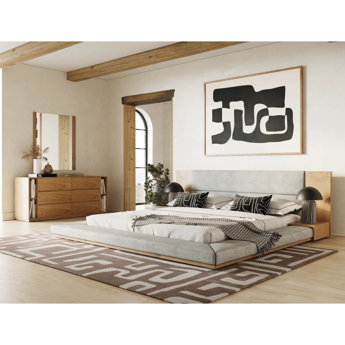 Oak Wood Luxury Bedroom Set thumbnail 6