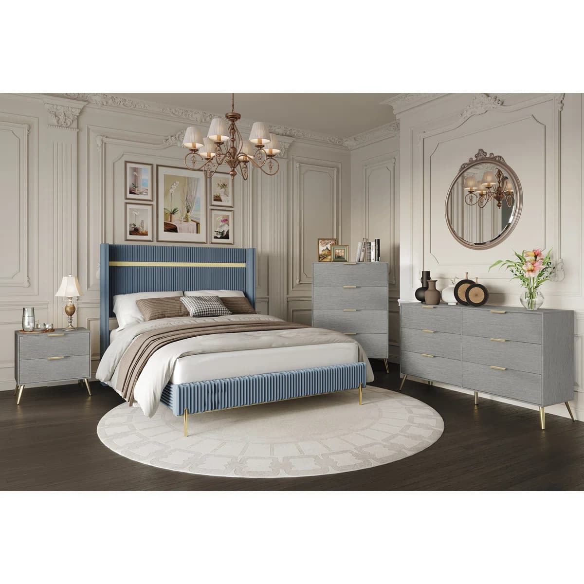 Anaika Corduroy 4-pieces Bedroom Set thumbnail 3