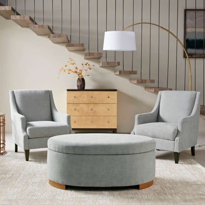 Oval Shape Grey Storage Ottoman furniture product