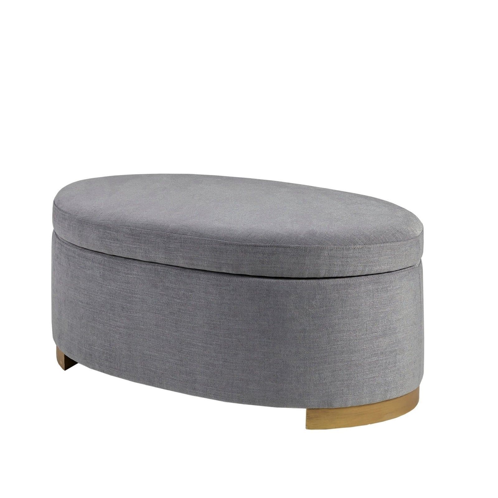 Oval Shape Grey Storage Ottoman thumbnail 3