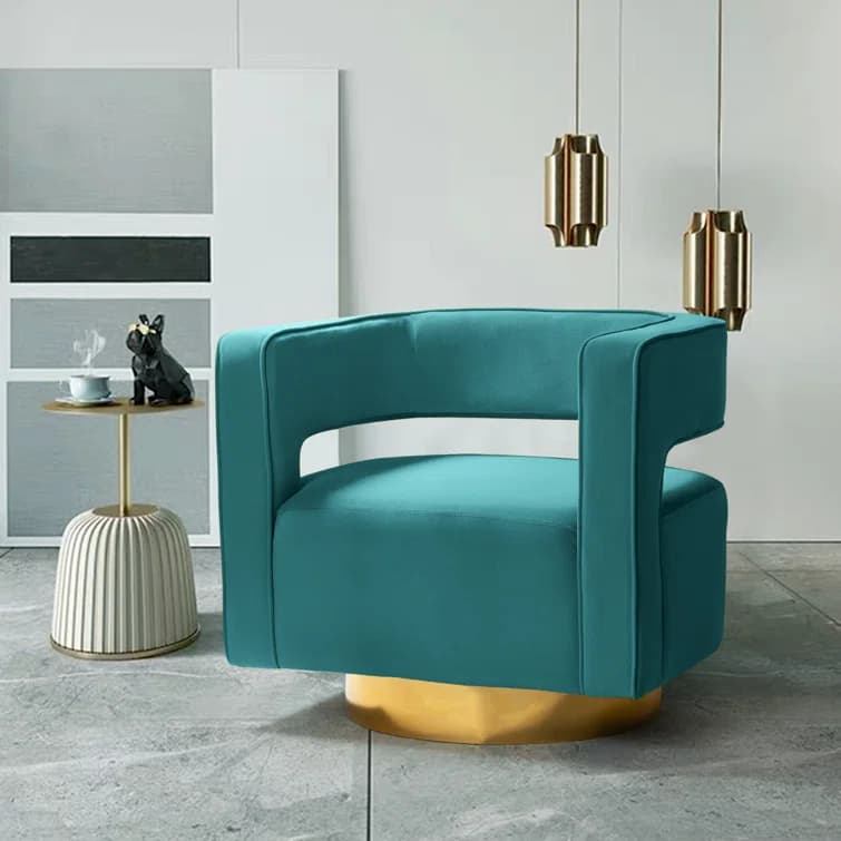 Posh Velvet Swivel Chair thumbnail 3