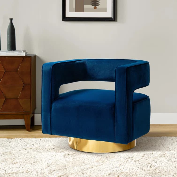 Posh Velvet Swivel Chair thumbnail 4