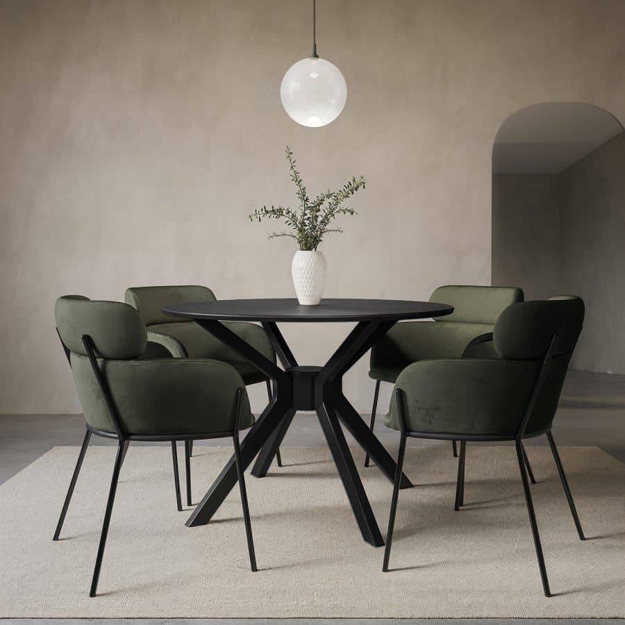 Round Black Dining Table Set furniture product