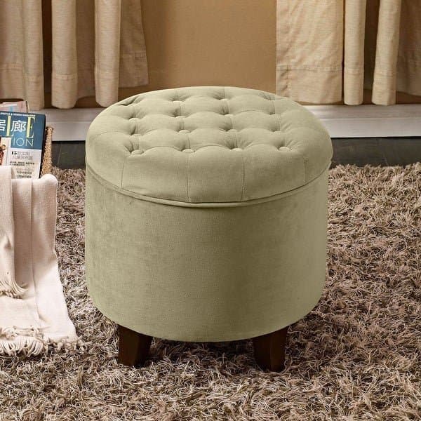 Round Button Tufted Storage Ottoman thumbnail 2
