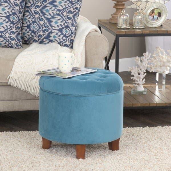 Round Button Tufted Storage Ottoman thumbnail 1