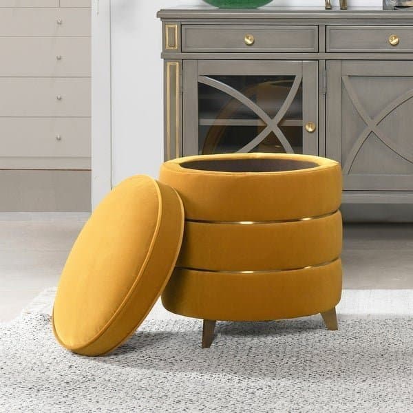 Round Gold Ring Storage Ottoman thumbnail 2