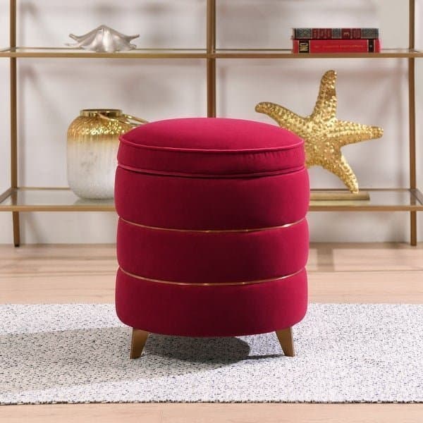 Round Gold Ring Storage Ottoman thumbnail 3