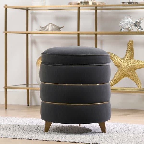 Round Gold Ring Storage Ottoman thumbnail 1