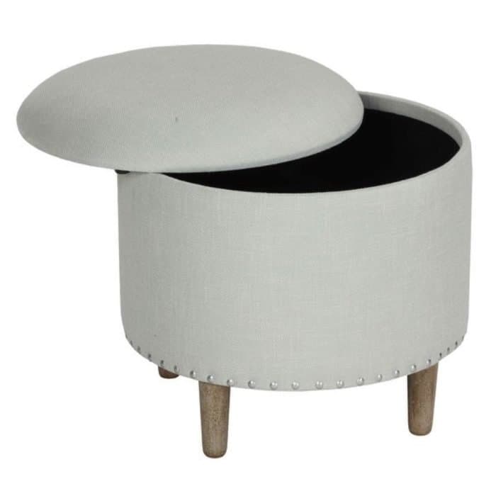 Round Linen Storage Ottoman thumbnail 2