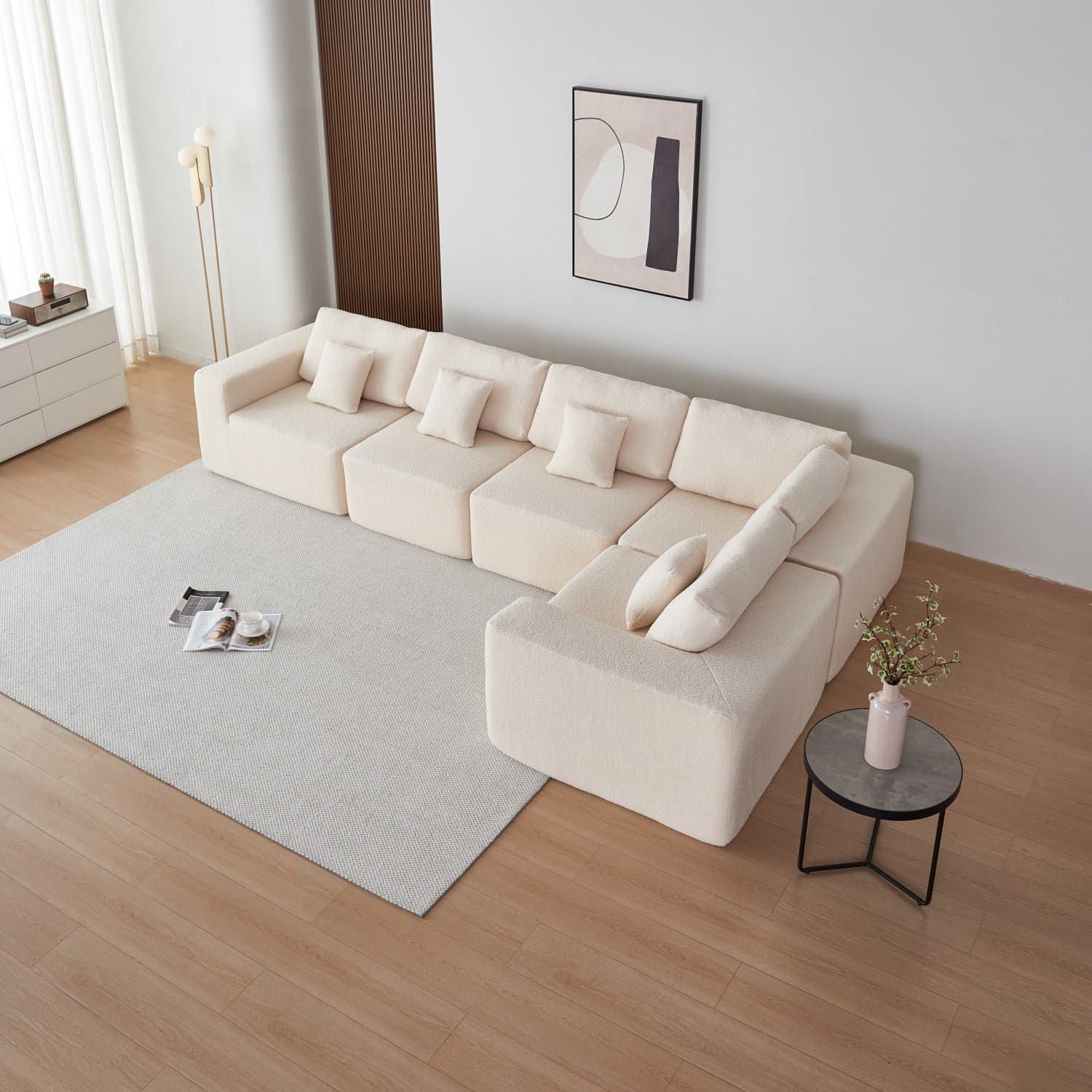 Sherpa Fabric 5 Seats Sofa thumbnail 1