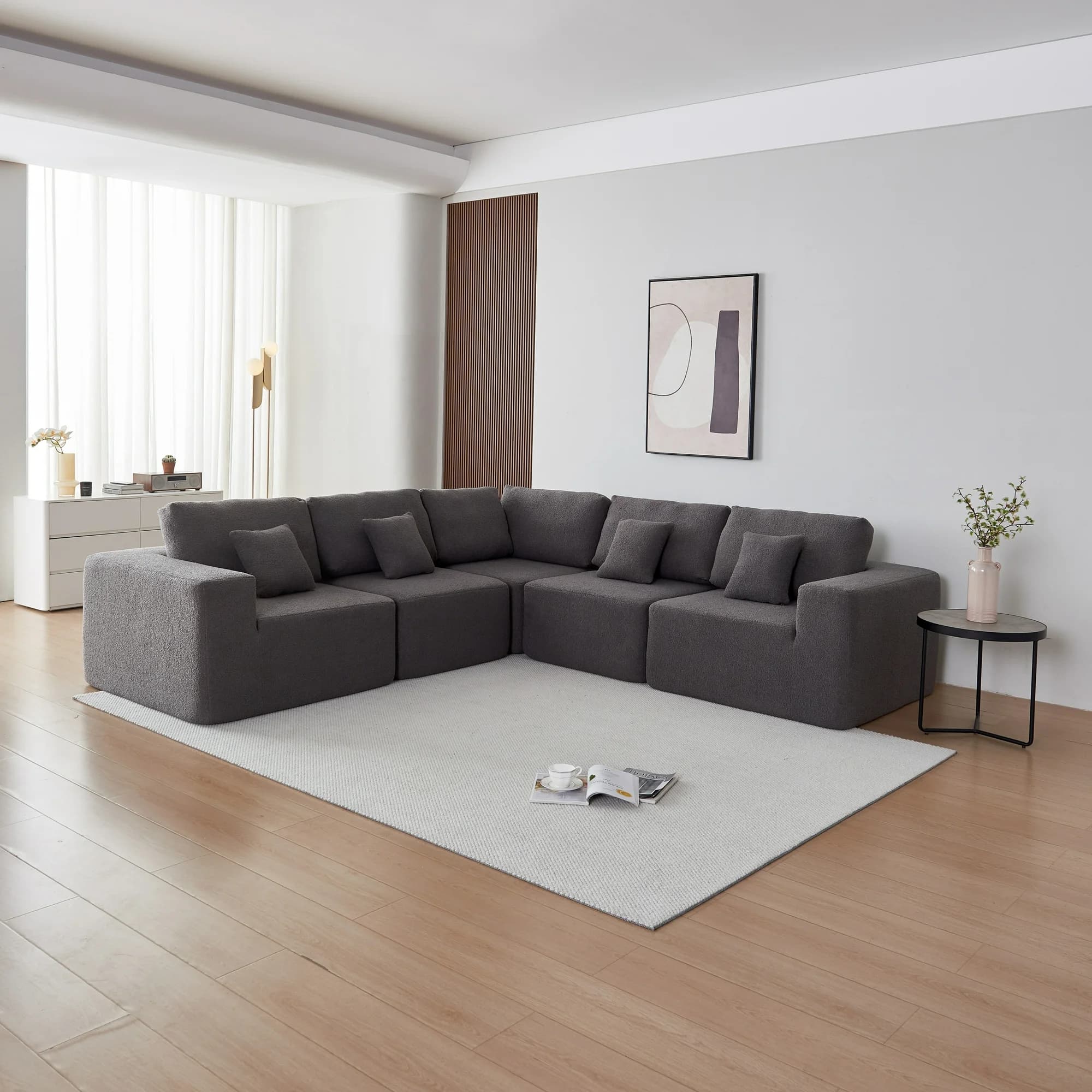 Sherpa Fabric 5 Seats Sofa thumbnail 2