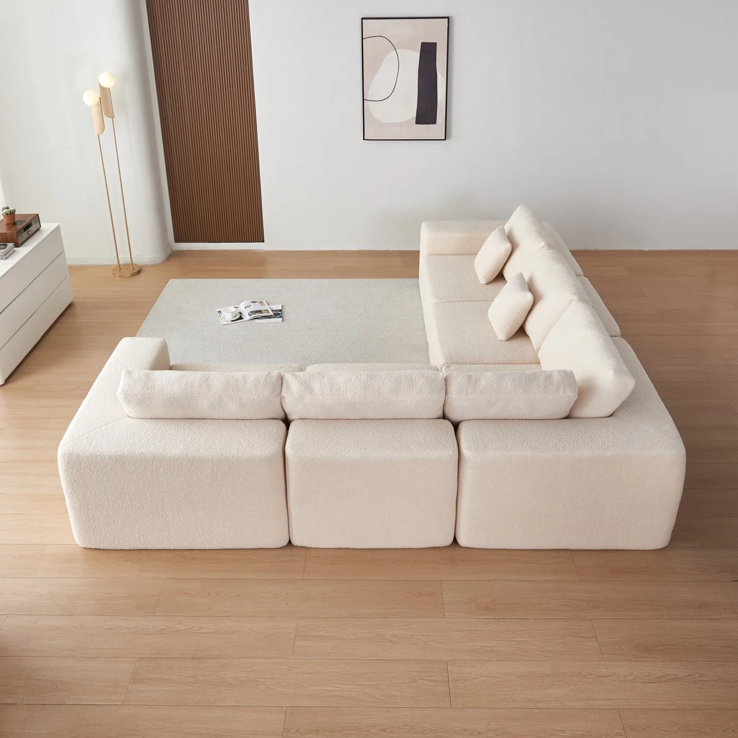 Sherpa Fabric 5 Seats Sofa thumbnail 4
