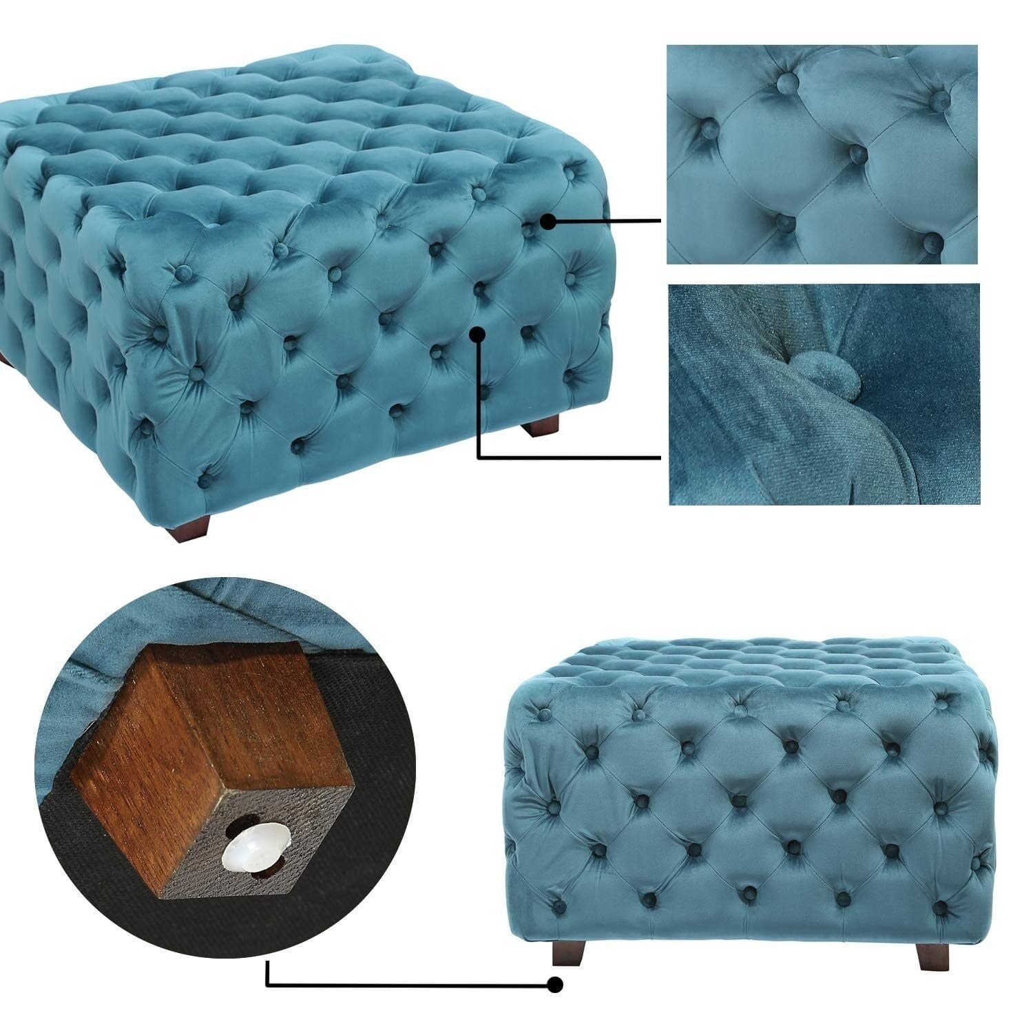Square Tufted Fabric Bench thumbnail 2