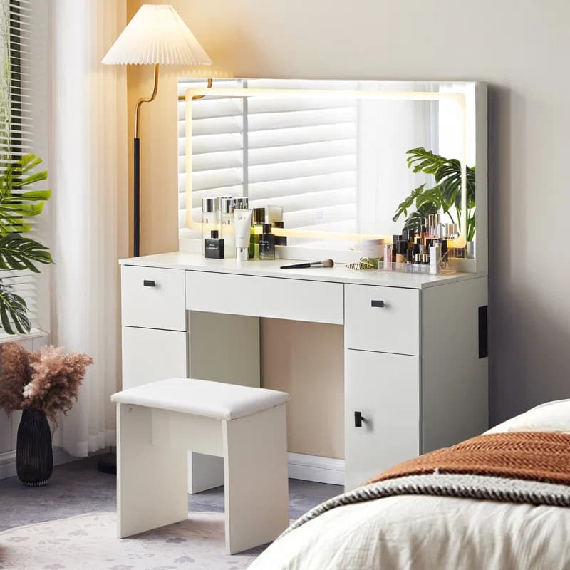 Taupe Dressing Table with Mirror thumbnail 2