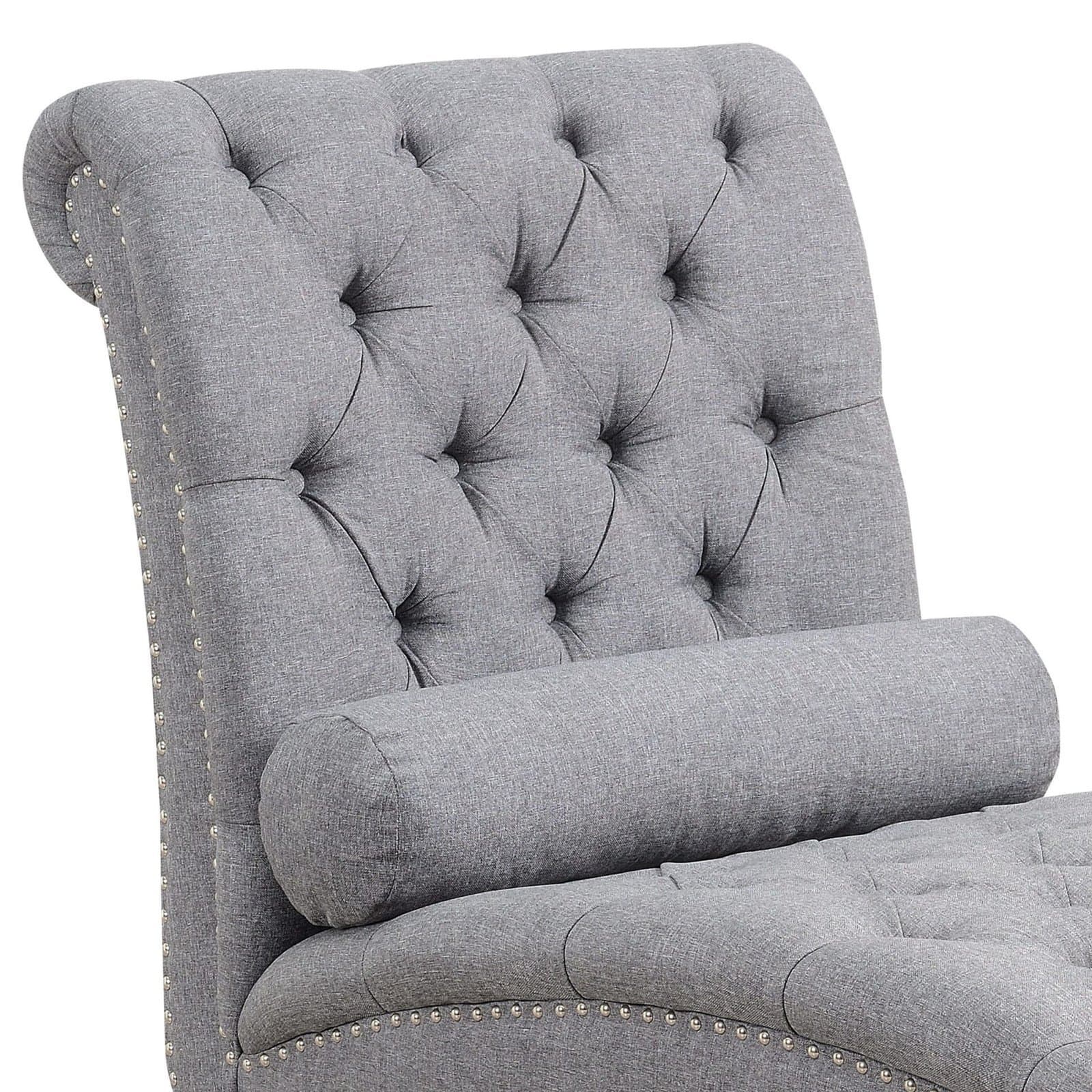 Tufted Nailhead Armless Chaise Lounge thumbnail 3