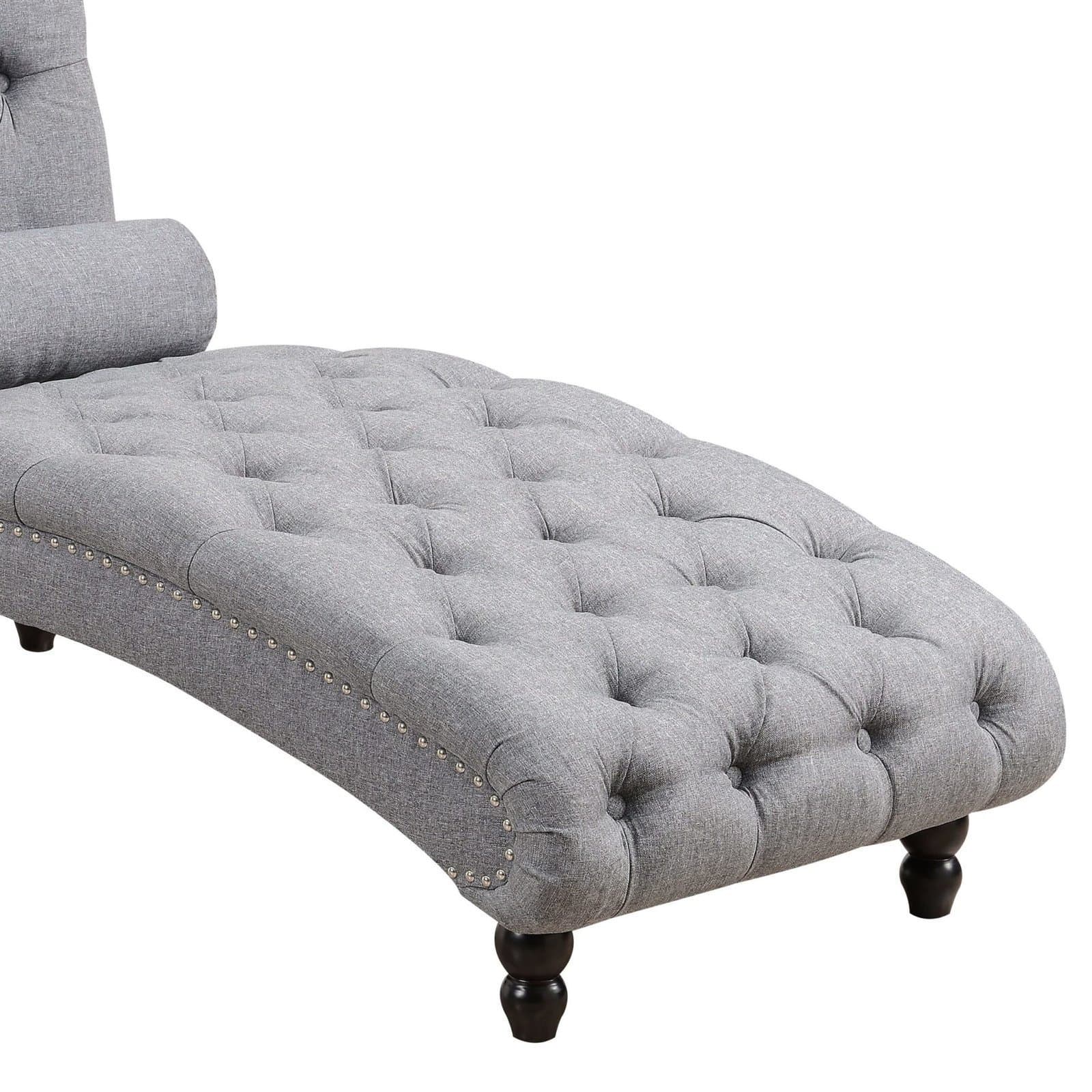 Tufted Nailhead Armless Chaise Lounge thumbnail 5