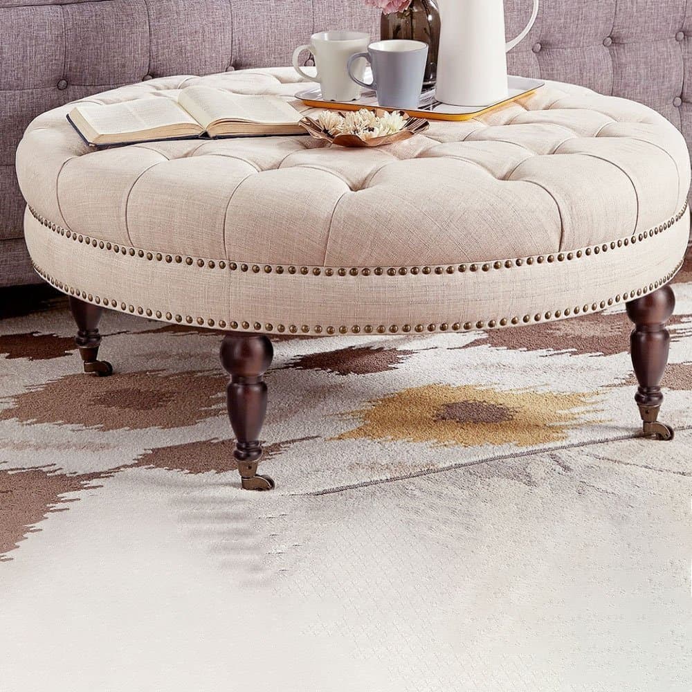 Tufted Round Ottoman thumbnail 2