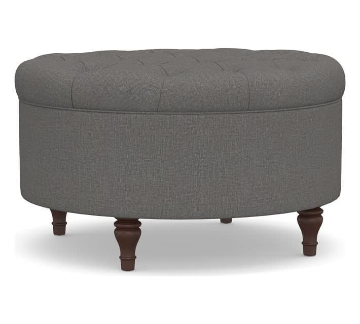 Tufted Round Storage Ottoman thumbnail 1