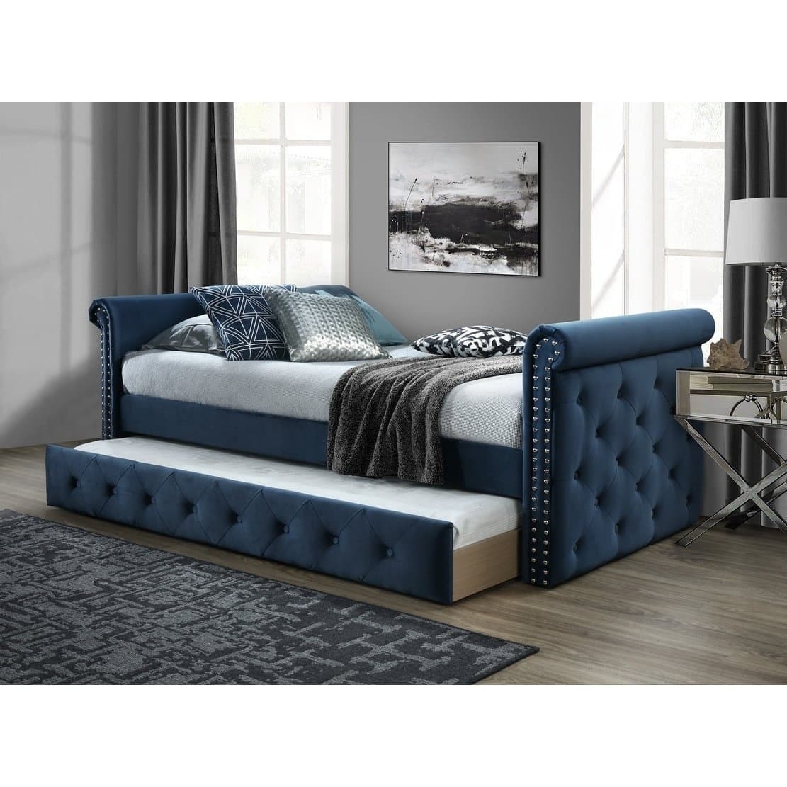 Tufted Twin Daybed with Trundle thumbnail 3