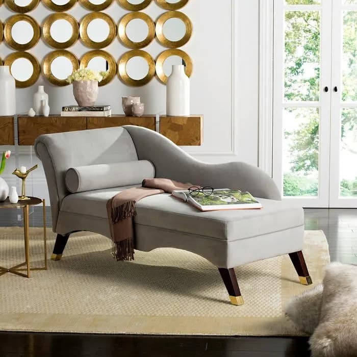 Velvet Grey Chaise Lounge furniture product